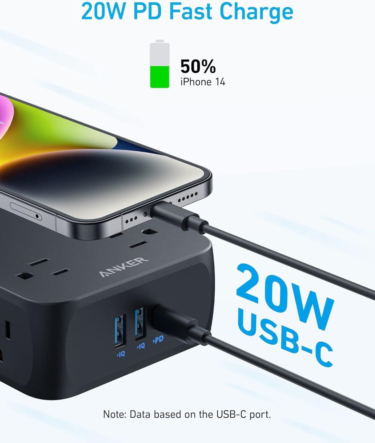 Refurbished Anker 341 USB Power Strip 5ft | A9183 - Reebelo Ireland