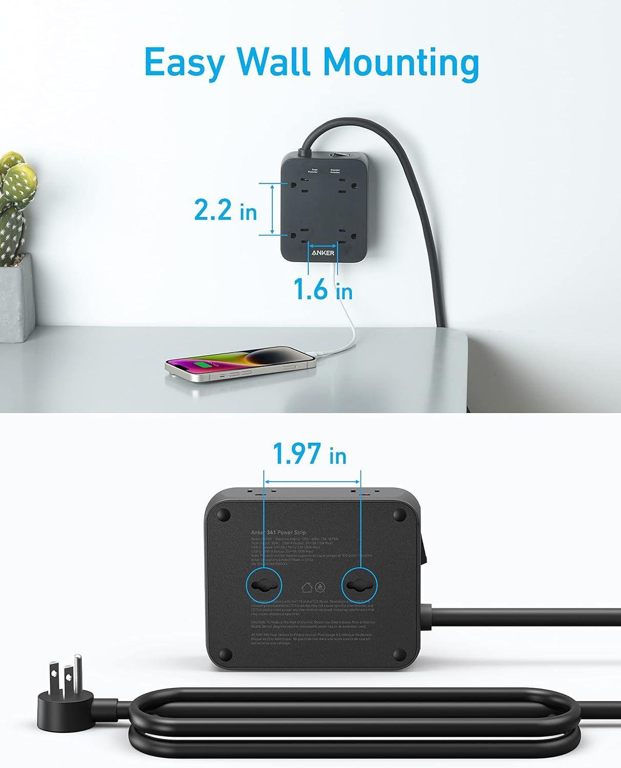 Refurbished Anker 341 USB Power Strip 5ft | A9183 - Reebelo Ireland