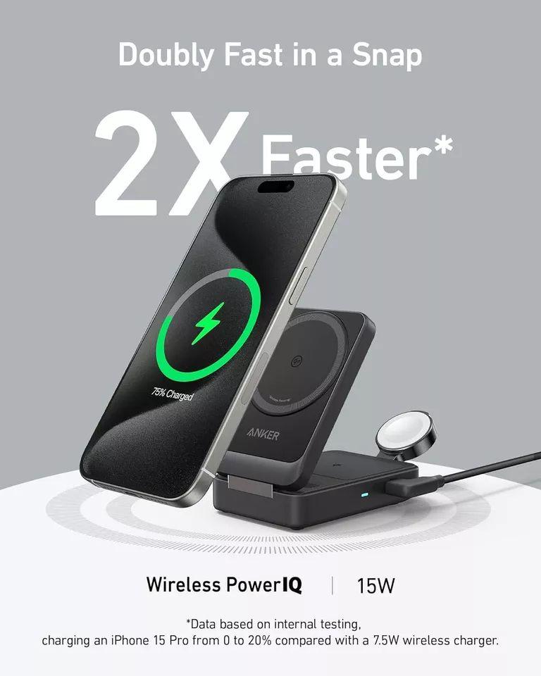 Refurbished Anker MagGo 3-in-1 Wireless Charging Station - Reebelo Ireland