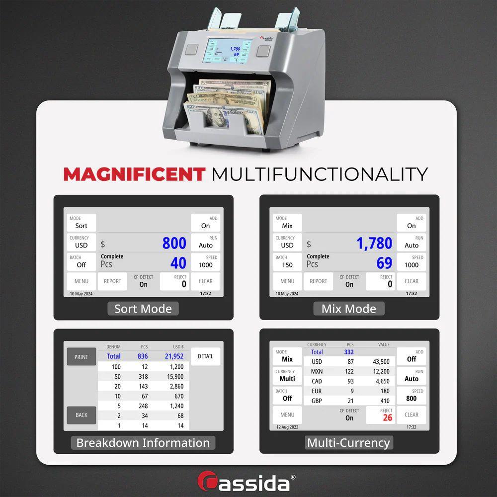 Refurbished Cassida 8800R V2 Mixed Bill Counter - Reebelo Ireland