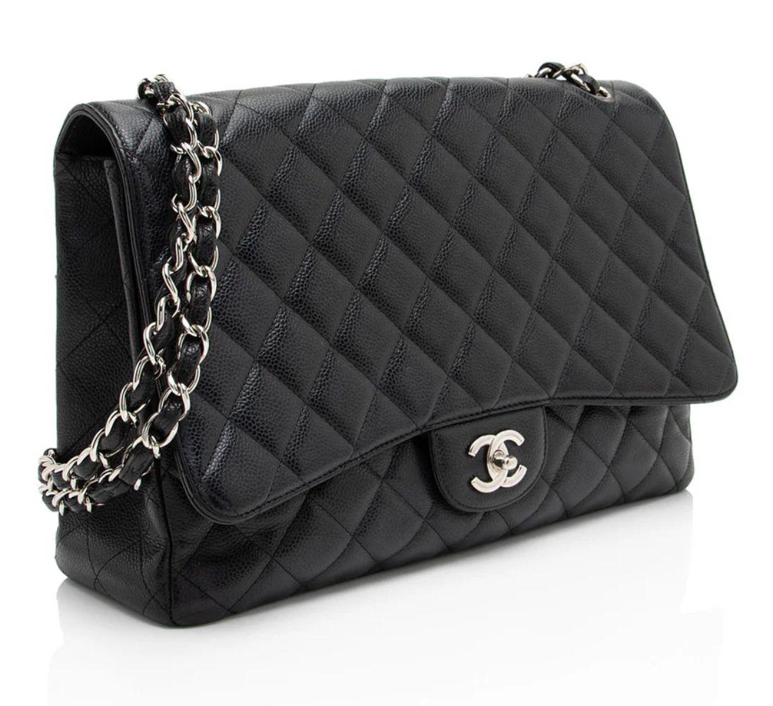 Refurbished Chanel Caviar Leather Classic Maxi Single Flap Bag - Reebelo Ireland