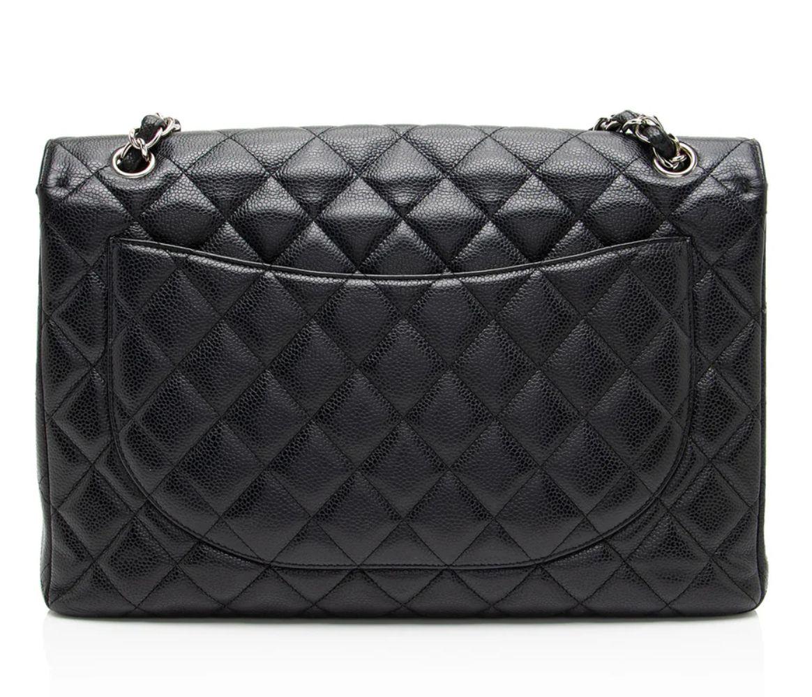 Refurbished Chanel Caviar Leather Classic Maxi Single Flap Bag - Reebelo Ireland
