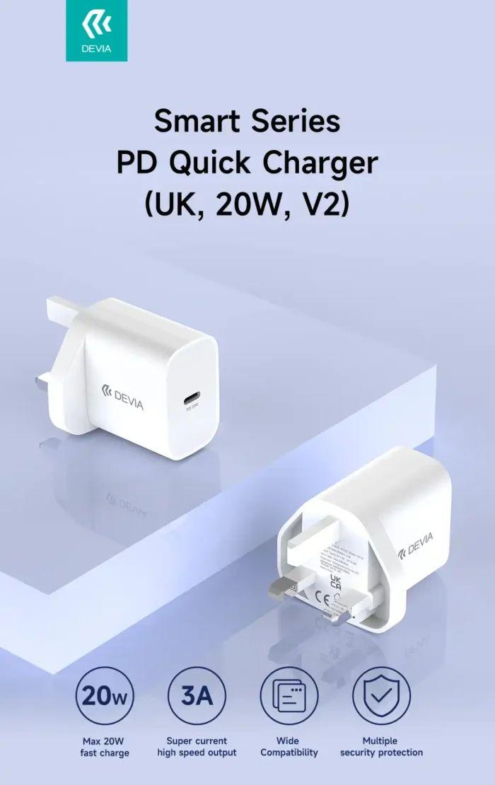 Refurbished Devia Smart Series PD Quick Charger (UK / 20W / V2) - Reebelo Ireland