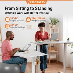 Refurbished IMGadgets Standing Electric Adjustable Desk 40" x 24" - Reebelo Ireland