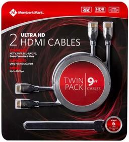 Refurbished Member's Mark Premium 2 Ultra HD HDMI Cables 9ft - Reebelo Ireland