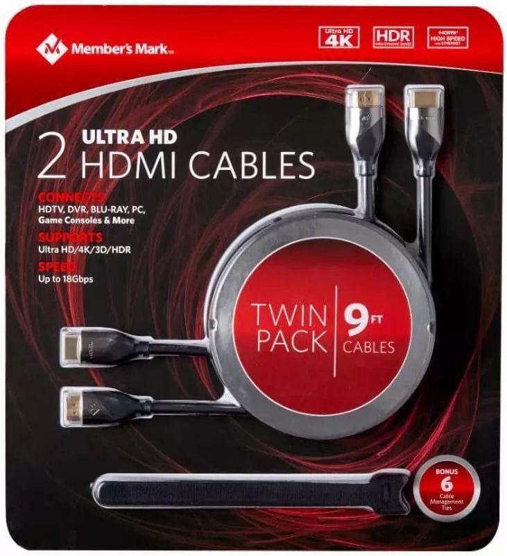 Refurbished Member's Mark Premium 2 Ultra HD HDMI Cables 9ft - Reebelo Ireland