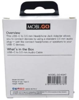 Refurbished Mobigo Type-C To 3.5mm Aux Audio Adapter Cable (GO-63AT) - Reebelo Ireland