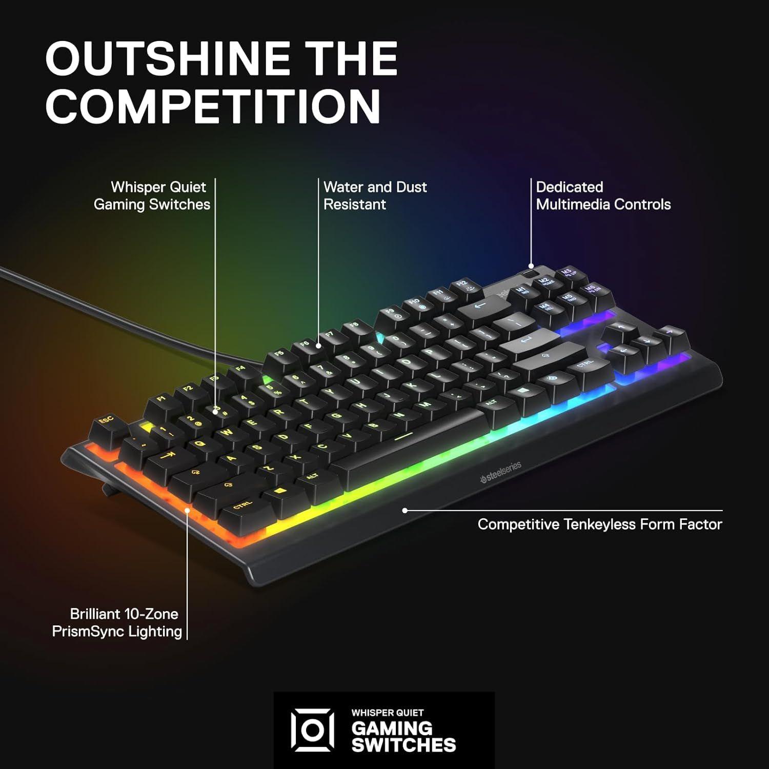 Refurbished SteelSeries Apex 3 TKL Wired RGB Lighting Gaming Keyboard - Reebelo Ireland