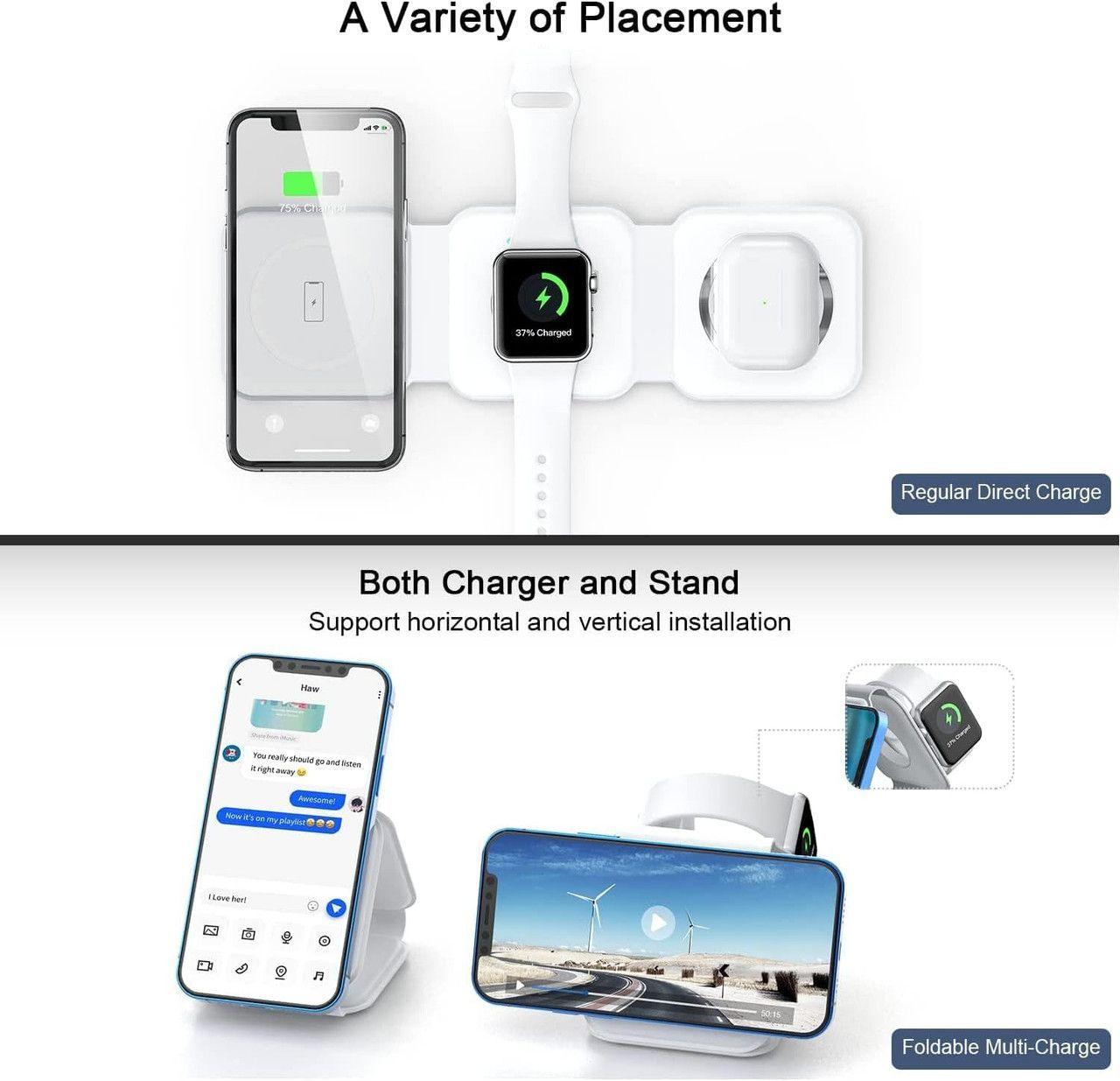 Refurbished UCOMX Nano 3 in 1 Wireless Charger with Adapter   - Reebelo Ireland