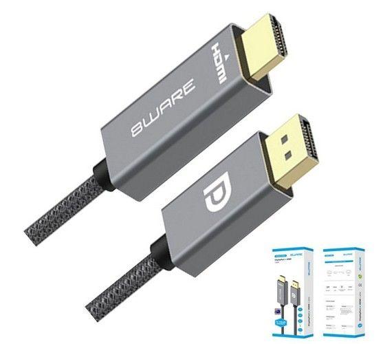 Refurbished 8ware 2m DisplayPort DP to HDMI Male to Male Adapter Converter Cable Retail Pack 1080P Nylon Braide for Video Card PC Notebook to Monitor Projector TV - Reebelo Ireland