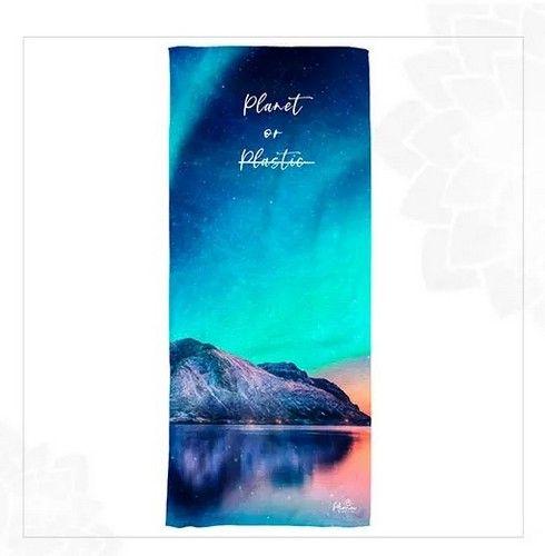 Refurbished PLANET OR PLASTIC BEACH TOWEL unisex Eco-friendly beach gym camping towel sand free galaxy art made from recycled plastic bottles - Reebelo Ireland