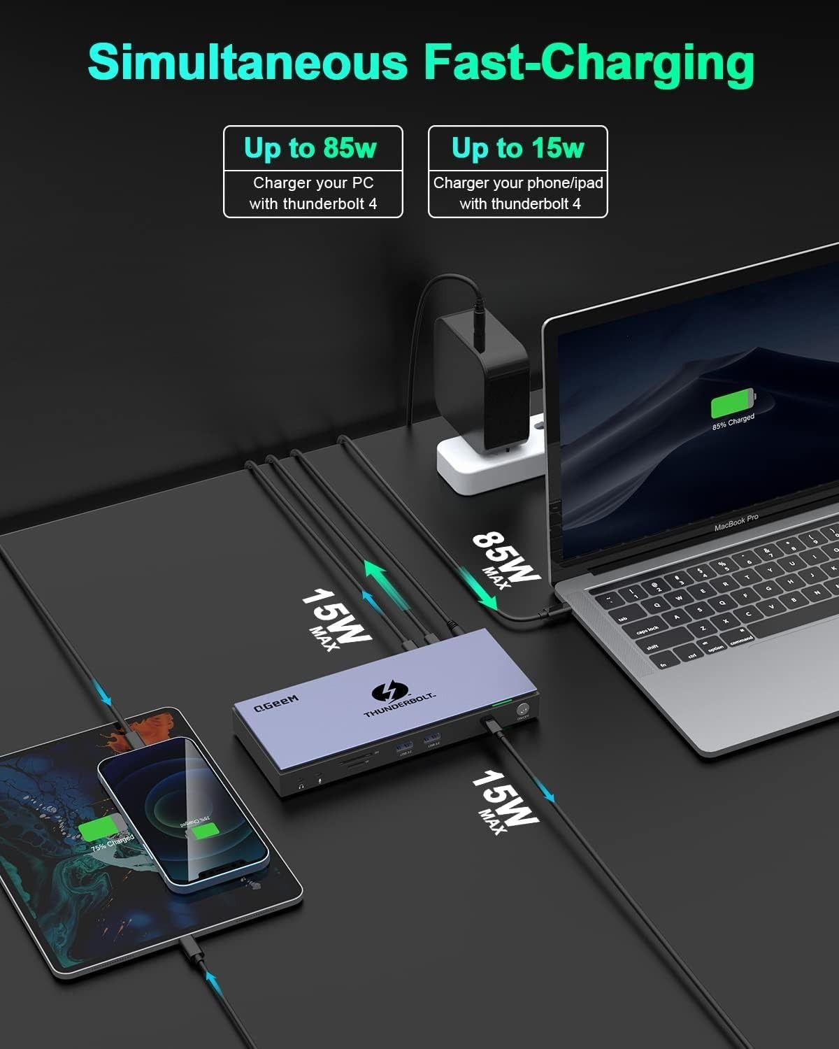 Refurbished QGeeM 16 in 1 Universal USB C Thunderbolt 4 Docking Station - Reebelo Ireland