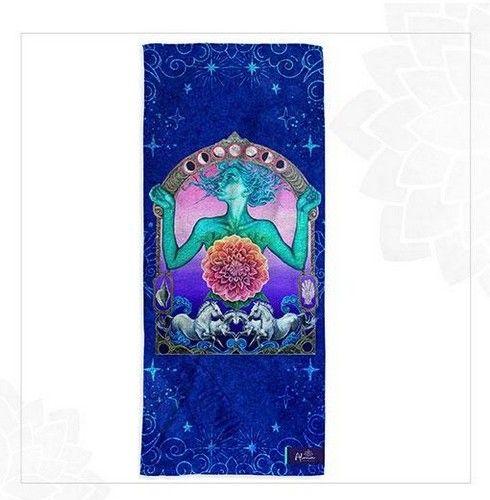 Refurbished SACRED WOMAN BEACH TOWEL unisex Eco-friendly beach gym camping towel sand free galaxy art made from recycled plastic bottles - Reebelo Ireland
