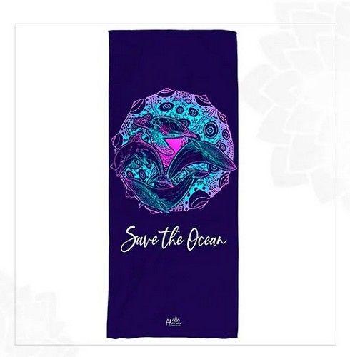 Refurbished SAVE THE OCEAN BEACH TOWEL unisex Eco-friendly beach gym camping towel sand free made from recycled plastic bottles - Reebelo Ireland