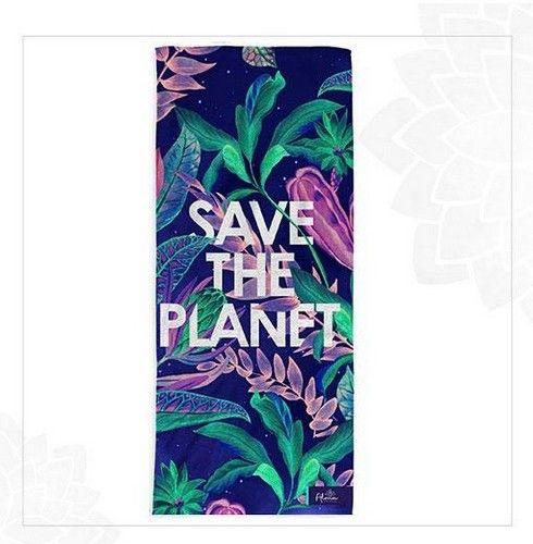 Refurbished SAVE THE PLANET BEACH TOWEL unisex Eco-friendly beach gym camping towel sand free galaxy art made from recycled plastic bottles - Reebelo Ireland