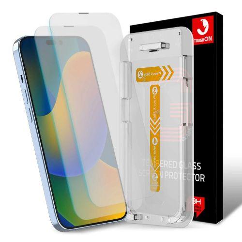 Refurbished Tough On 2 Pack Tempered Glass Screen Protector with Installation Kit for iPhone 14 Pro - Reebelo Ireland
