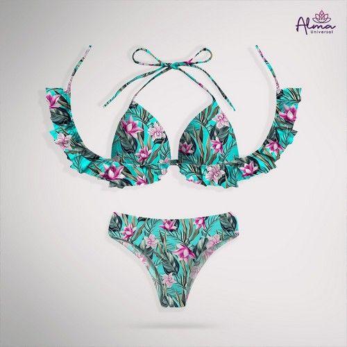 Refurbished Women bikini Two Piece Swimsuit floral Swimwear LOTUS Swimwear made from recycled plastic bottles Variant Size Value M - Reebelo Ireland