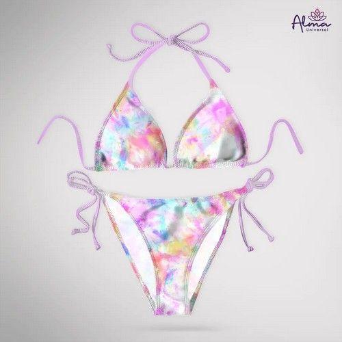 Refurbished Women bikini Two Piece Swimsuit REVERSIBLE TIE DYE Swimwear made from recycled plastic bottles Variant Size Value M - Reebelo Ireland