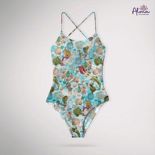 Refurbished Women's UPF 50+ MERMEID ONE PIECE Bathing Suits One Piece Swimsuits made from recycled plastic bottles Variant Size Value L - Reebelo Ireland