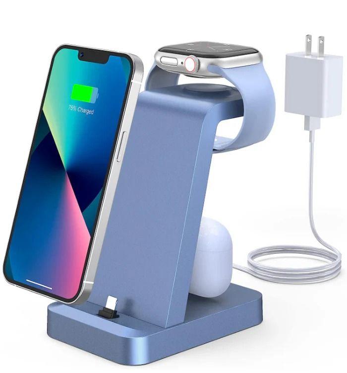 Refurbished Woruda Charger Station 3-in-1 Fast Wireless Charging Dock Stand for iPhone Multiple Devices - Reebelo Ireland