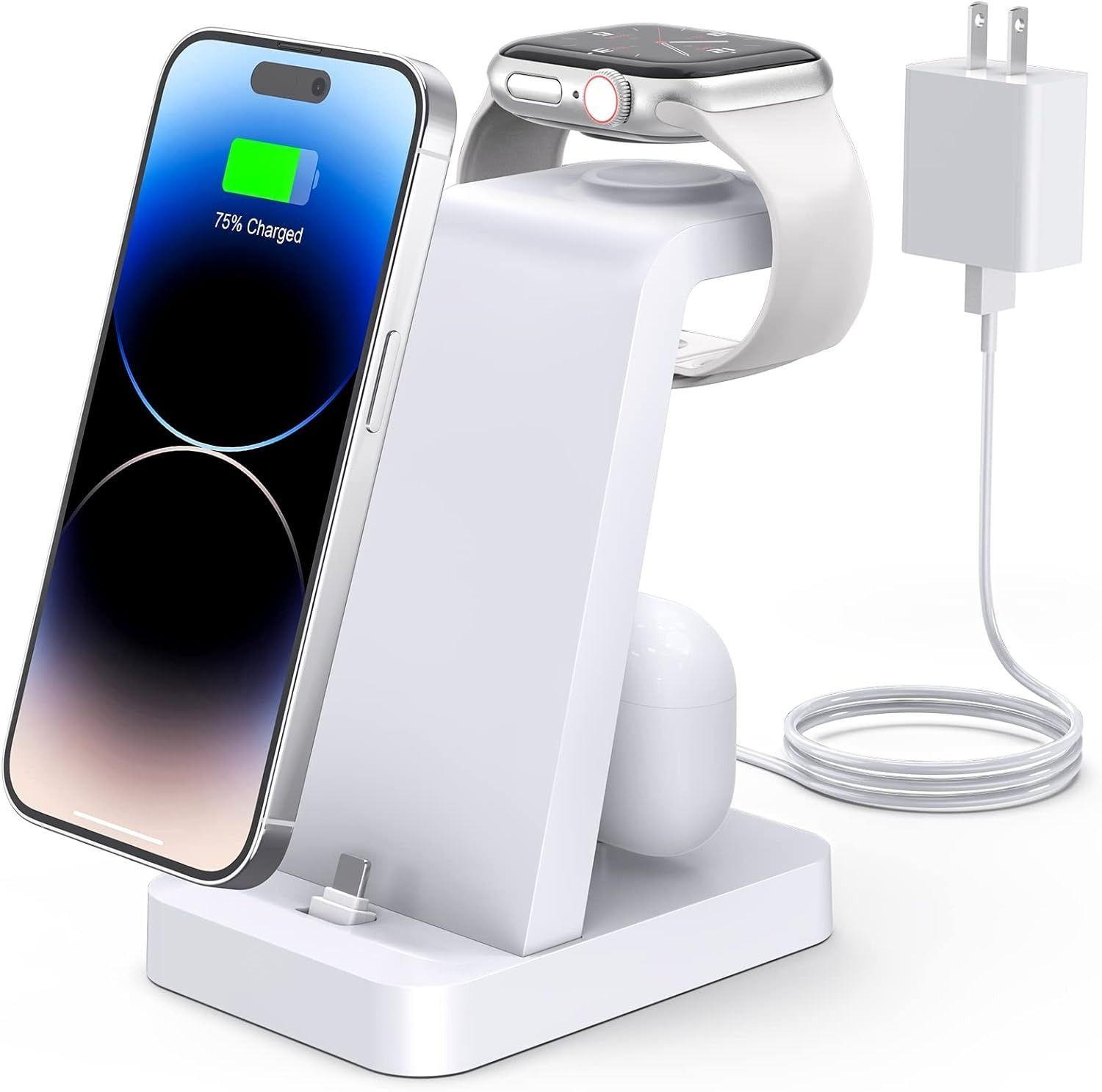 Refurbished Woruda Charger Station 3-in-1 Fast Wireless Charging Dock Stand for iPhone Multiple Devices - Reebelo Ireland